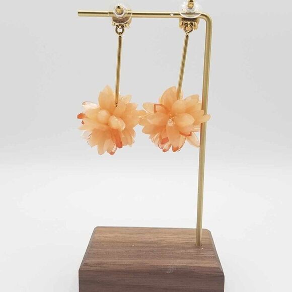 J Crew Coral Drop Resin Flower Earrings - Picture 4 of 9